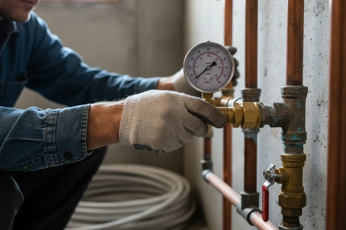 Pressure testing a repaired line during Water Line Repair in Miamitown